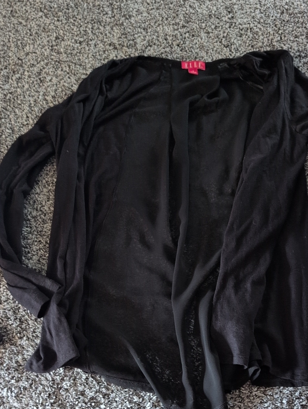 ELLE Black Open-Front Lightweight Cardigan